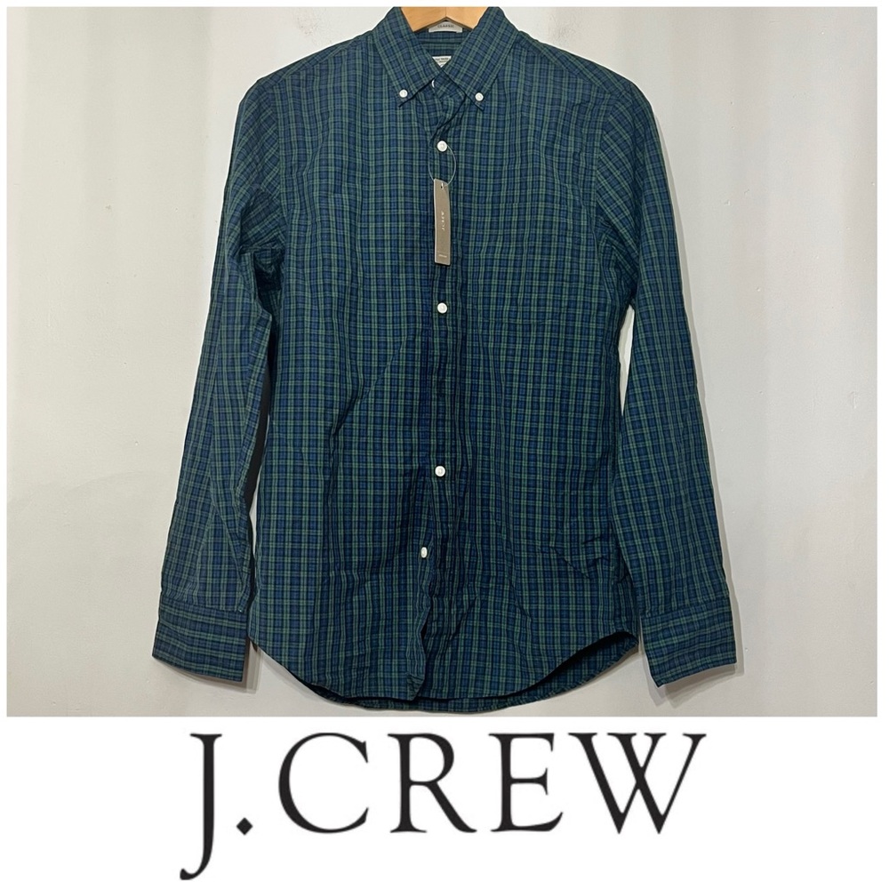 J. Crew Oxford Shirt Organic Cotton Plaid Check‎ Button Up NWT Stretch Men’s XS